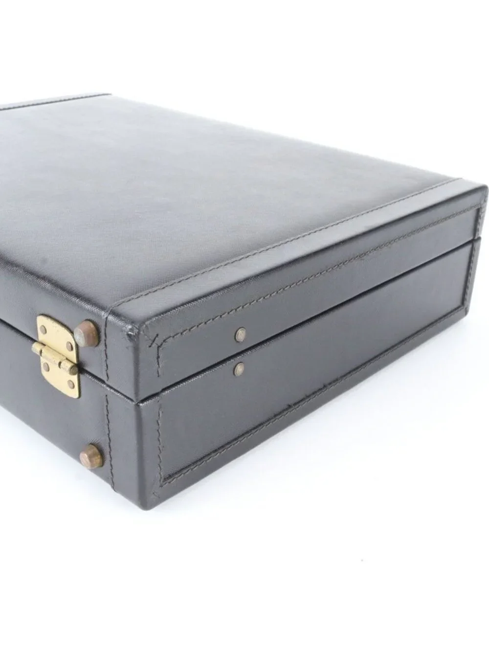 Prada Leather Attache Case Hard Document Business Briefcase Black